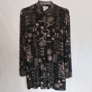 Coldwater Creek Slinky Cardigan Jacket Women's Medium Floral Button Up Stretchy